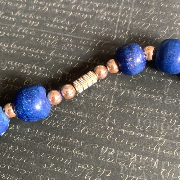 Vintage Estate Jewelry Chunky Marble Stone Bead Necklace Turquoise Blue Purple - Picture 6 of 16